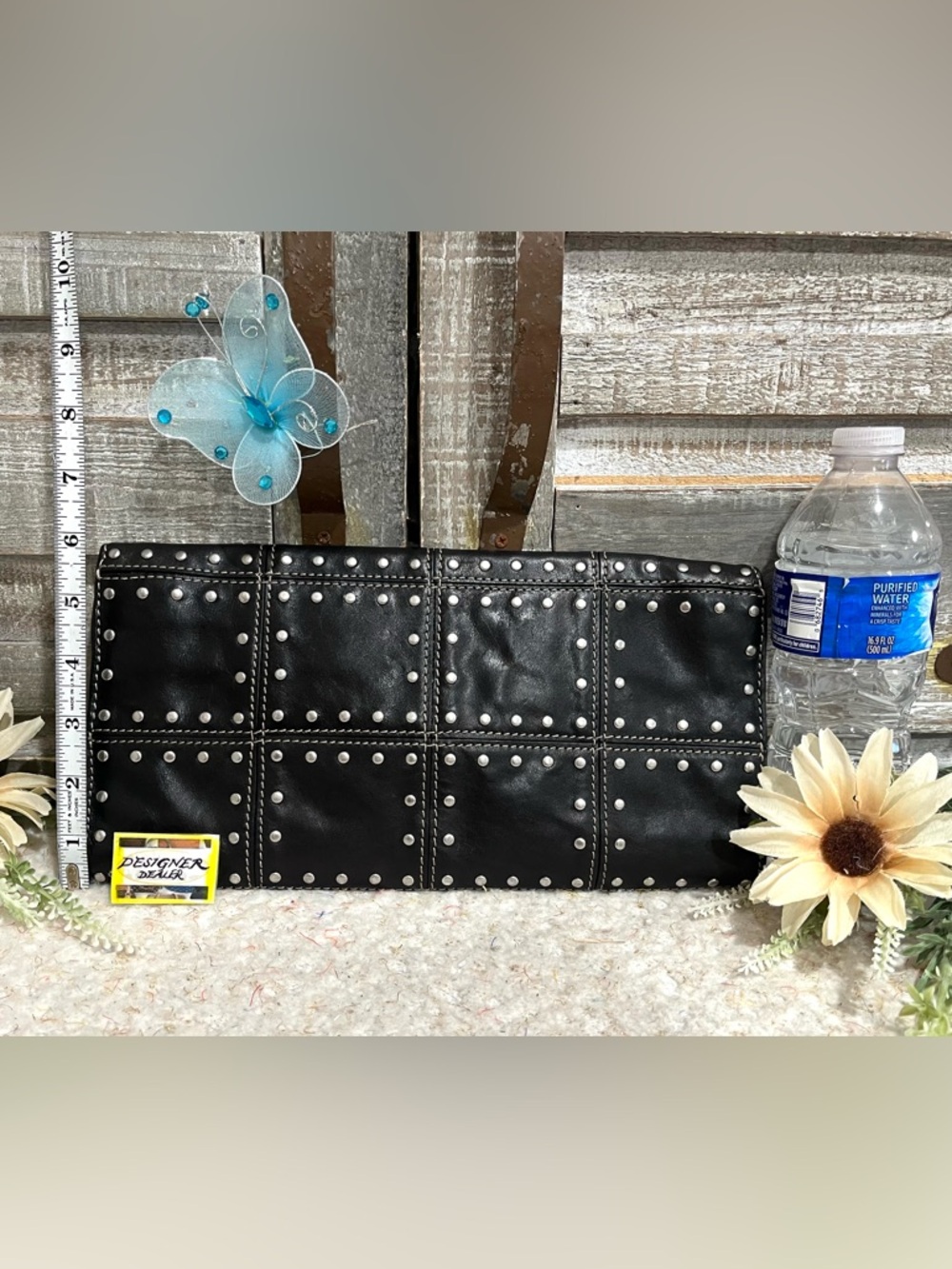 Michael Kors Astor Leather Studded Large Black Clutch EUC! - Picture 4 of 11